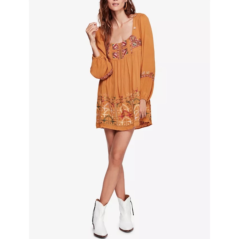 Free People Rhiannon Embroidered Mini Dress